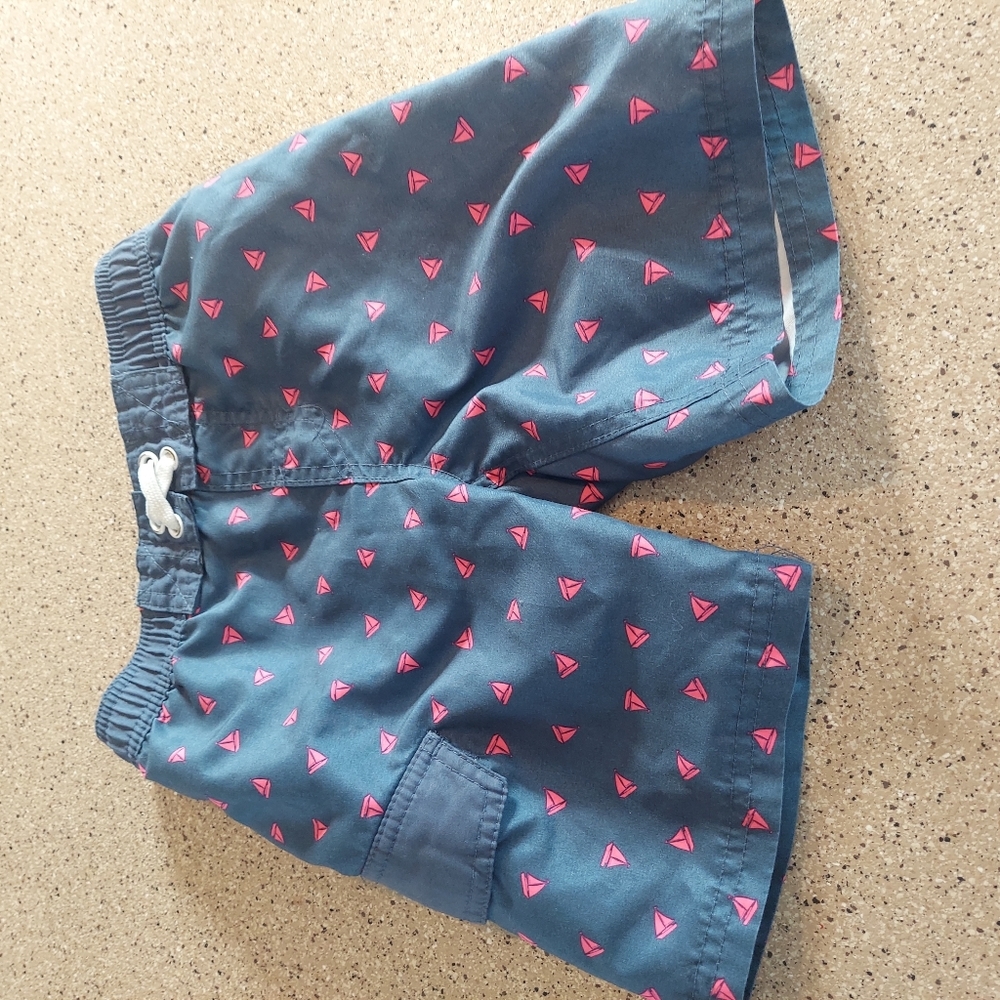 Cat and Jack Sail boat XS 4/5 Swimsuit shorts trunks gray pink preppy beach